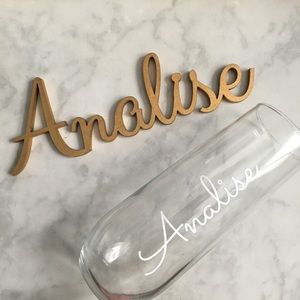 “Analise” glass and cut wood